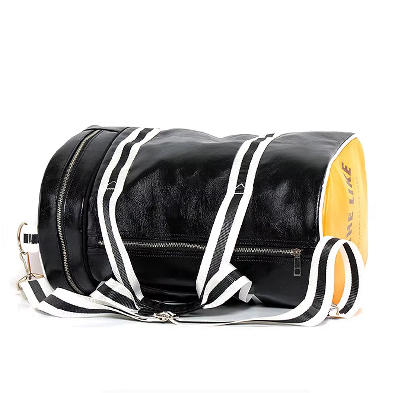 Top Outdoor PU Leather Men'S Sports Gym Bags Classic Travel Handbag Fitness Training Shoulder Bags with Independent Shoes Pocket