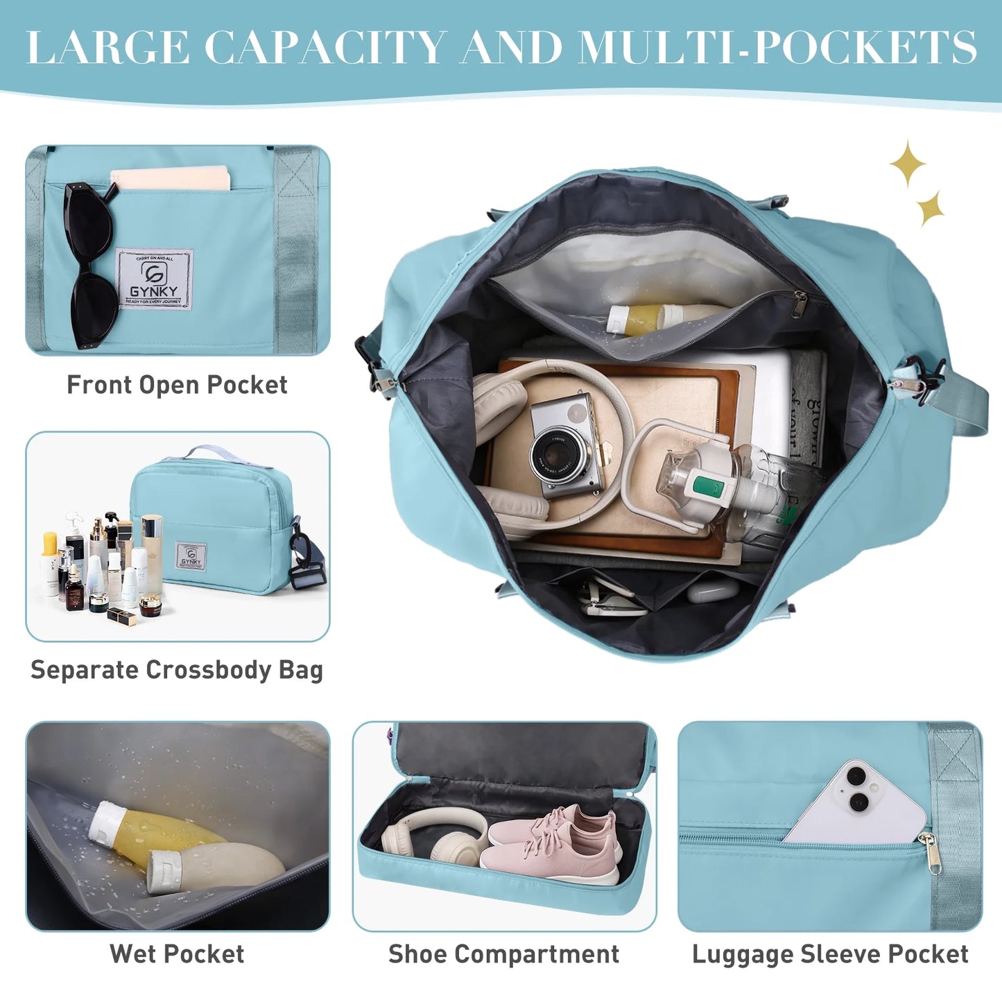 Travel Duffle Bag Set 2 Pack Weekender Bags for Women with Shoe Compartment Carry on Overnight Gym Duffel Bags with Wet Pocket Hospital Bags for Labor and Delivery