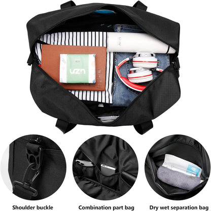 Duffle Bag Large Size Gym Bags for Men Waterproof Travel Duffel Bag for Women Weekender Bag with Shoes Compartment Overnight Bag 55 L, Black