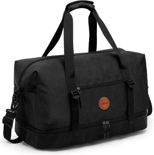 Duffle Bag Large Size Gym Bags for Men Waterproof Travel Duffel Bag for Women Weekender Bag with Shoes Compartment Overnight Bag 55 L, Black