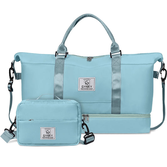Travel Duffle Bag Set 2 Pack Weekender Bags for Women with Shoe Compartment Carry on Overnight Gym Duffel Bags with Wet Pocket Hospital Bags for Labor and Delivery