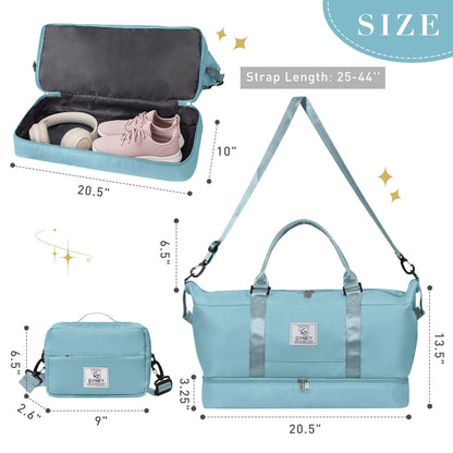 Travel Duffle Bag Set 2 Pack Weekender Bags for Women with Shoe Compartment Carry on Overnight Gym Duffel Bags with Wet Pocket Hospital Bags for Labor and Delivery